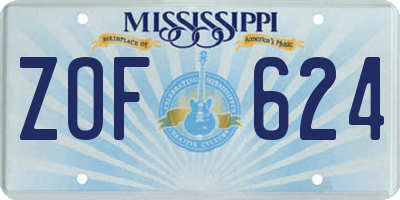 MS license plate ZOF624