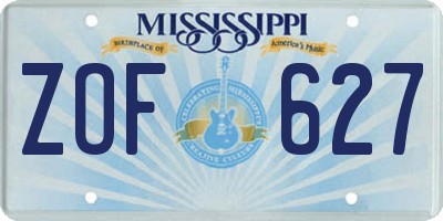 MS license plate ZOF627