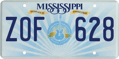 MS license plate ZOF628