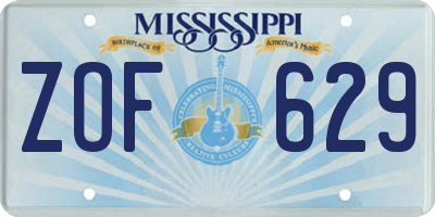 MS license plate ZOF629