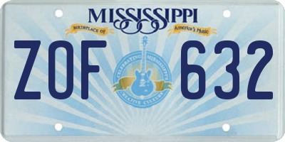 MS license plate ZOF632