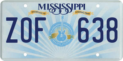 MS license plate ZOF638