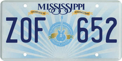 MS license plate ZOF652