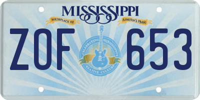 MS license plate ZOF653