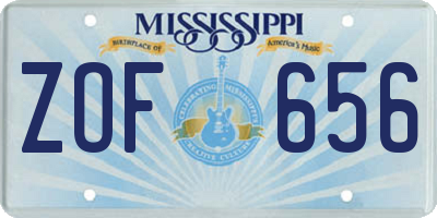 MS license plate ZOF656