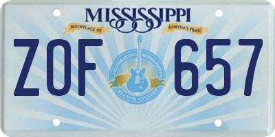 MS license plate ZOF657