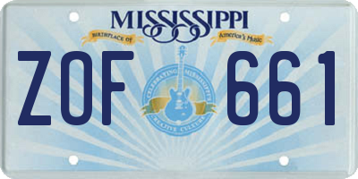 MS license plate ZOF661