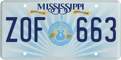 MS license plate ZOF663