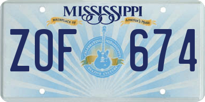 MS license plate ZOF674