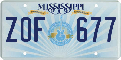 MS license plate ZOF677