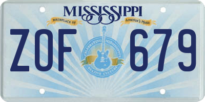 MS license plate ZOF679