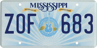 MS license plate ZOF683