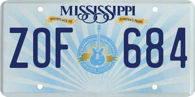 MS license plate ZOF684