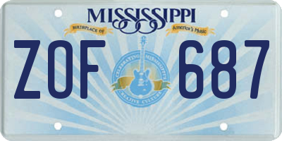 MS license plate ZOF687