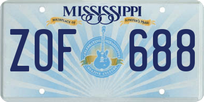 MS license plate ZOF688
