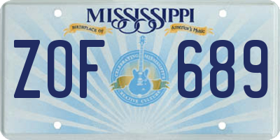 MS license plate ZOF689