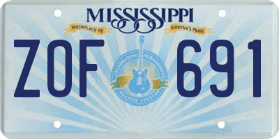 MS license plate ZOF691