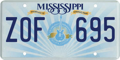 MS license plate ZOF695