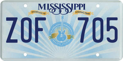 MS license plate ZOF705