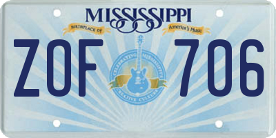 MS license plate ZOF706