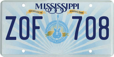 MS license plate ZOF708