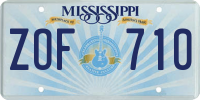 MS license plate ZOF710