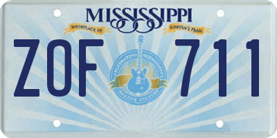 MS license plate ZOF711