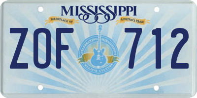 MS license plate ZOF712