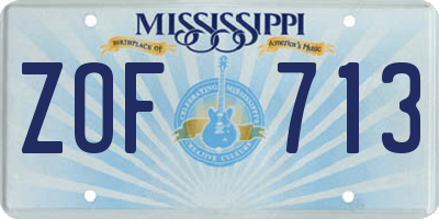 MS license plate ZOF713