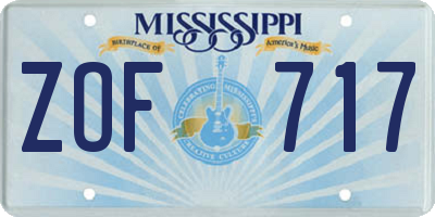 MS license plate ZOF717