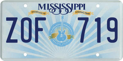MS license plate ZOF719