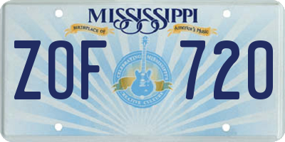 MS license plate ZOF720