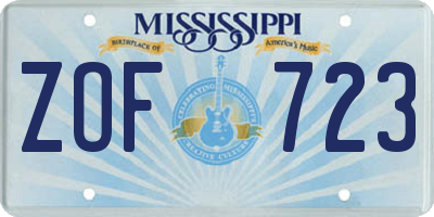 MS license plate ZOF723