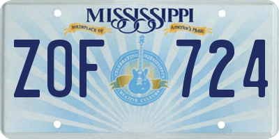 MS license plate ZOF724