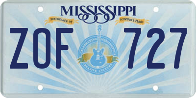 MS license plate ZOF727