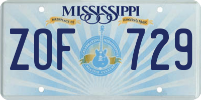 MS license plate ZOF729