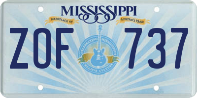 MS license plate ZOF737