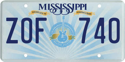 MS license plate ZOF740