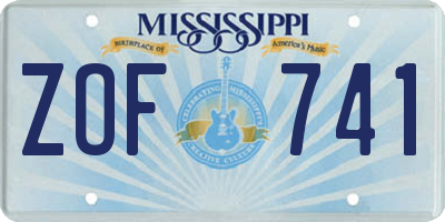 MS license plate ZOF741
