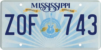 MS license plate ZOF743