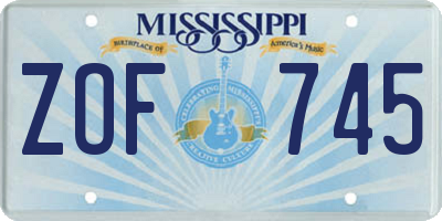 MS license plate ZOF745