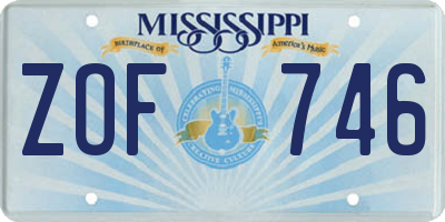 MS license plate ZOF746