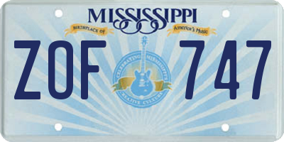 MS license plate ZOF747