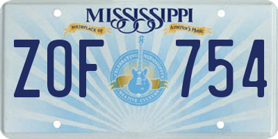 MS license plate ZOF754