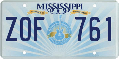 MS license plate ZOF761