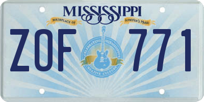 MS license plate ZOF771