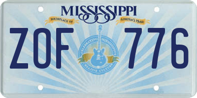 MS license plate ZOF776
