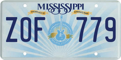 MS license plate ZOF779