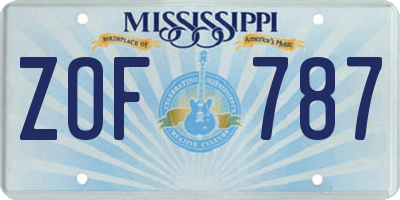 MS license plate ZOF787