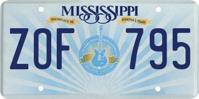 MS license plate ZOF795